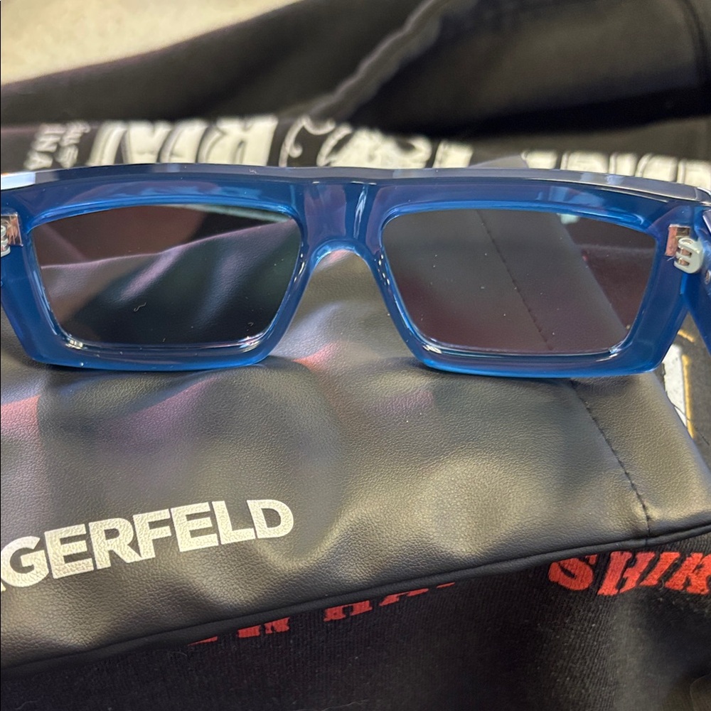Karl Lagerfeld Translucent Blue Rectangular Sungl… - image 6
